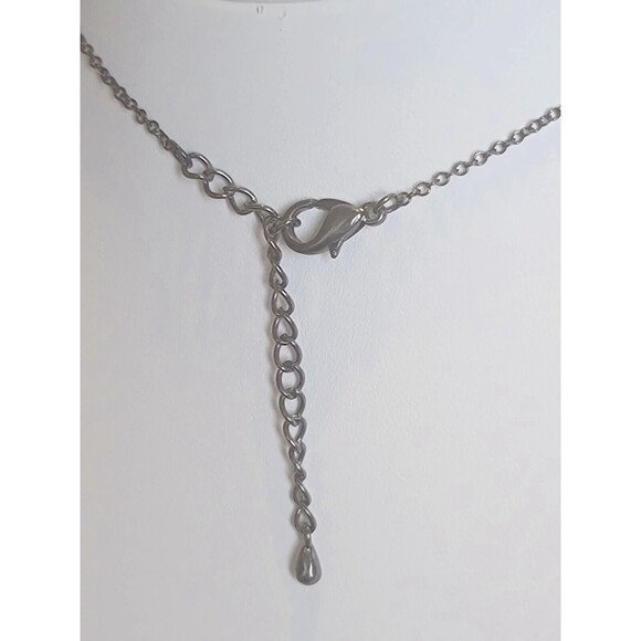 Teardrop Gold Tone Pendant Rhinestone Statement Chain Necklace 18" - Picture 4 of 4